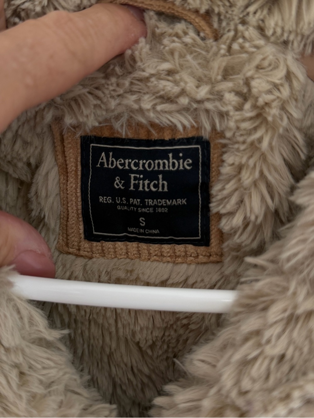 Y2K vintage Abercrombie S Corduroy fall Sherpa trucker Jacket coat in Camel - Picture 2 of 2